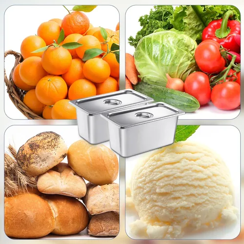 Miniatura 4 de Mifoci Paquete de 12 Sartenes de Acero Inoxidable para Hotel con Tapa, Tamaño 1/3 x 6 Pulgadas de Profundidad Suministros de Restaurante