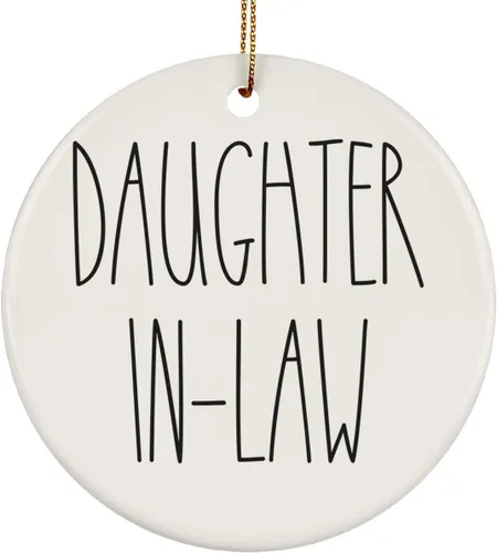 Miniatura 54 de Adorno familiar de Navidad, regalos de hija, hijo, adorno de círculo de cerámica de 3 pulgadas para colgar en el árbol – Día de la Madre
