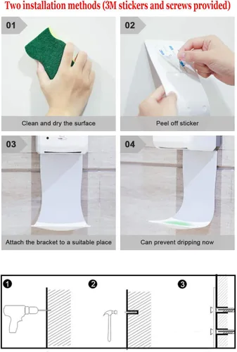 Miniatura 4 de Jefaniim Bandeja de goteo para dispensador automático de jabón, soporte de pared y dispensador de desinfectante de manos, 2 piezas, color blanco