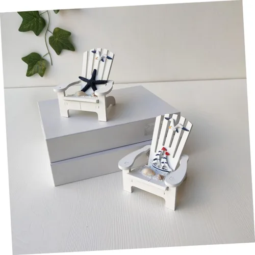 Miniatura 5 de 4 piezas de silla en miniatura mini silla de playa de madera náutica casa de muñecas accesorios de muebles micro paisaje para fotos accesorios