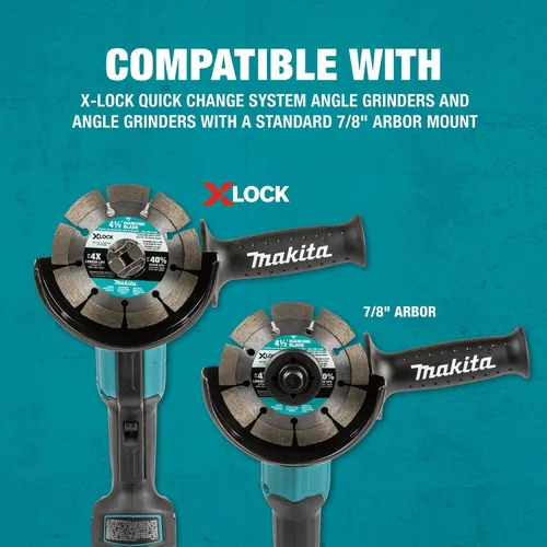 Miniatura 5 de Makita E-07200 X-Lock 4-1/2" Hoja de diamante segmentada para corte de mampostería, 2/pk