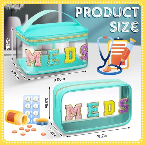Miniatura 3 de Geetery 2 bolsas de maquillaje transparentes de felpilla para el cuidado de la piel con cremallera, bolsa transparente para letras de felpilla