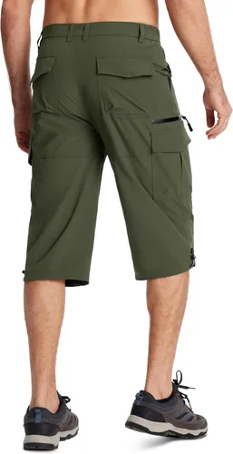 Miniatura 3 de MAGCOMSEN Pantalones cortos de entrenamiento para hombre, 7 bolsillos, secado rápido, 34, pantalones capri con bolsillos con cremallera, pantalones