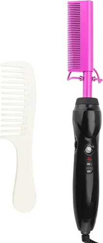 Miniatura 8 de Hot Comb - Cepillo de cerámica portátil para alisar y rizar antiquemaduras, plancha plana eléctrica con calefacción y peine para presionar la barba