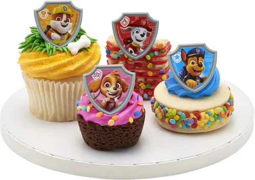 Miniatura 11 de DecoPac Paw Patrol Reporting For Duty Anillos, Decoraciones de cupcakes con Chase, Marshall, Skye y Rubble - Paquete de 24