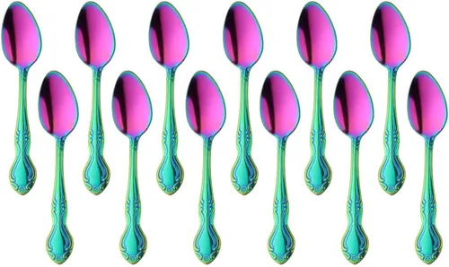 Juego de 12 cucharas de café, mini cucharas de café, cucharas de espresso de acero inoxidable, cucharas pequeñas para postre, té, aperitivo, 4.6