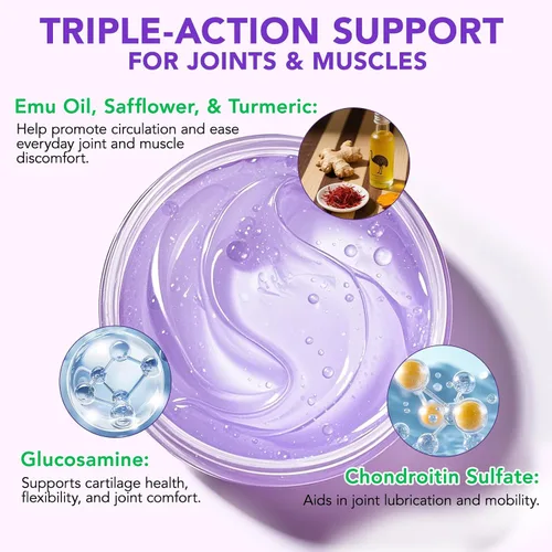 Miniatura 6 de Paquete de 2 masajes de gel morado para articulaciones, crema de masaje calmante para actividades articulares, músculos, rodillas, lumbar, cuello