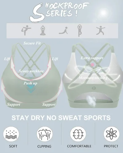 Miniatura 189 de Brasieres deportivos para mujer, con relleno, tipo camiseta sin mangas, sexis, con espalda cruzada, de alto impacto, largos, ideales para practicar