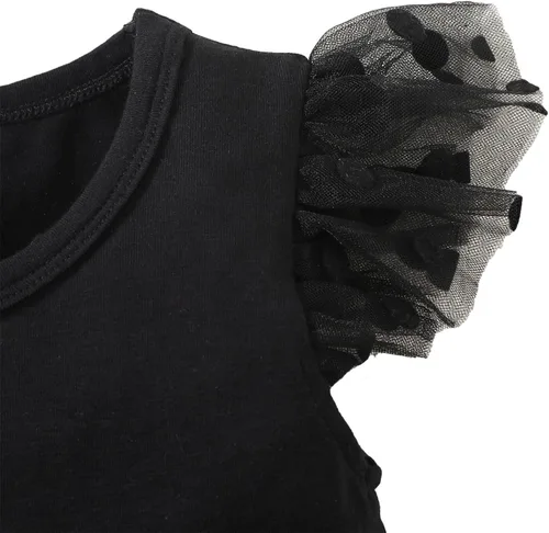 Miniatura 3 de ROMPERINBOX Vestido de verano negro con volantes para bebé, recién nacido, de tul para recién nacido, de 0 a 24 meses