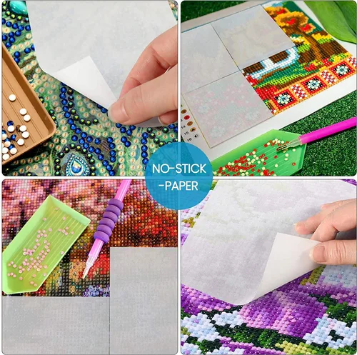 Miniatura 5 de 300 piezas de papel de liberación de pintura de diamante 16 × 12 y 15 × 10 papel de liberación de doble cara antiadherente pintura de diamante 300