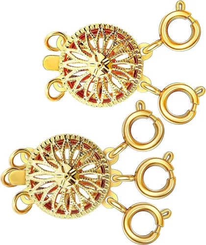 Miniatura 8 de Dailyacc Cierre de collar en capas para mujer, cierre de joyería deslizante de plata y oro de 14 quilates, conectores de pulsera