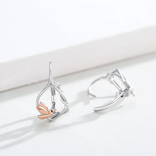 Miniatura 2 de AOVEAO Aretes de plata de ley 925 con diseño de tortuga, elefante, colibrí, flamenco, con diseño de animales, hipoalergénicos, joyería diaria