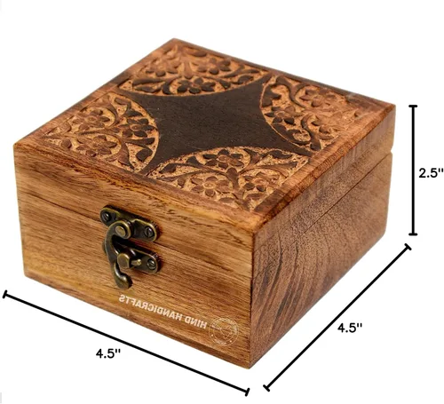 Miniatura 17 de Urna de madera antigua hecha a mano con grabado del árbol de la vida tallada a mano para mujeres y hombres, joyas Acentos de decoración del hogar
