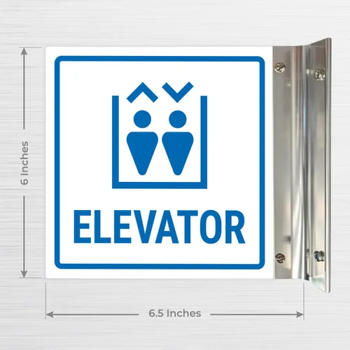 Miniatura 6 de Letrero de proyección de ascensor, doble cara, 6x6 pulgadas, ACM, con accesorio de níquel cepillado, fabricado en Estados Unidos