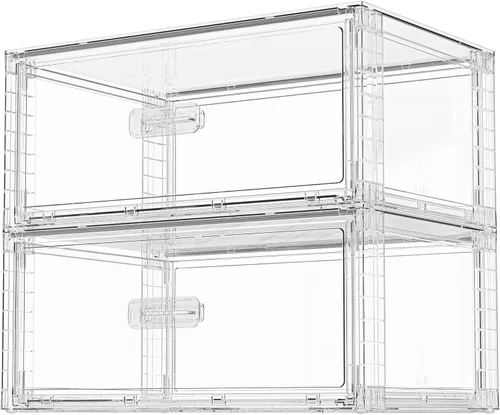 Vtopmart - 2 paquetes de grandes contenedores de almacenamiento apilables transparentes de 27QT, contenedores de almacenamiento de plástico para