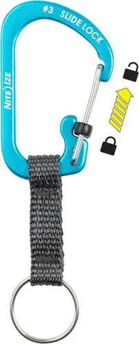 Miniatura 2 de Nite Ize SlideLock Llavero, Llavero Mosquetón con Bloqueo de Aluminio con Correa, Azul