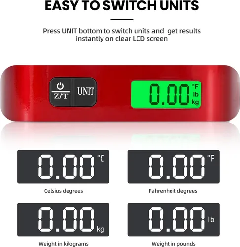Miniatura 3 de BAGAIL Báscula digital de equipaje, báscula de equipaje colgante de 110 libras con pantalla LCD retroiluminada, báscula de pesaje portátil