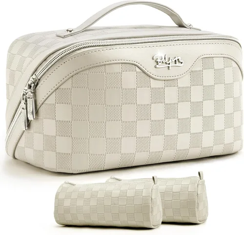 Miniatura 59 de BOYATU Bolsa organizadora de maquillaje de viaje, bolsa de cosméticos: Juego de 3 bolsas de maquillaje para mujeres con asa - Bolsas de aseo