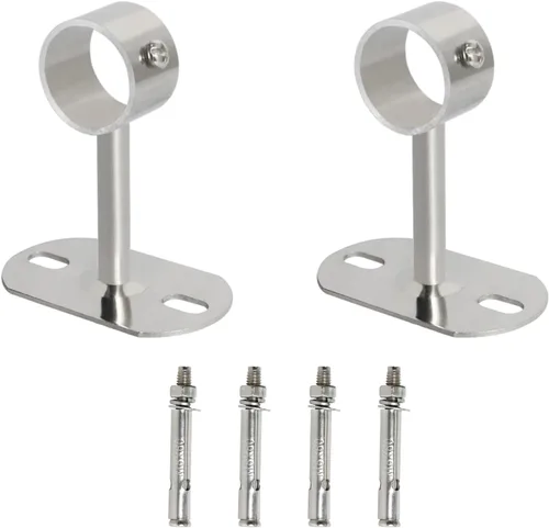 Miniatura 17 de Soportes de montaje en techo para barra de cortina de acero inoxidable, diámetro de varilla de 0.984 in/1 pulgada, acabado cromado pulido, plata, 2