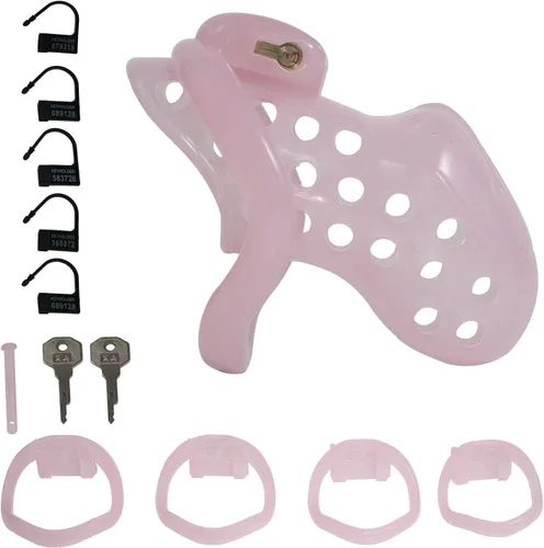 Dispositivo de castidad de resina con bloqueo invisible SM Bondage para adultos, jaula de castidad para adultos, jaula para pene con 4 anillos