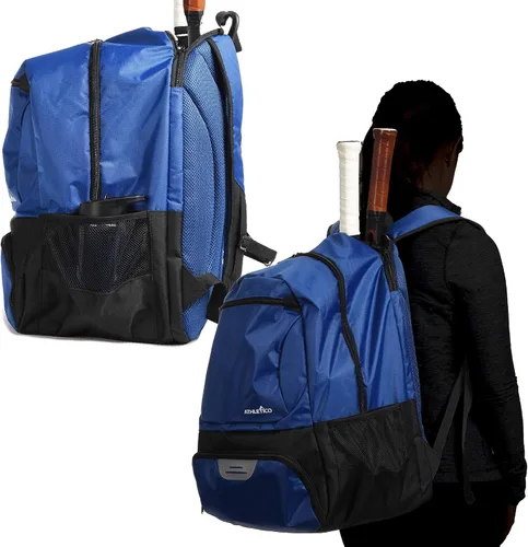 Miniatura 6 de Athletico Mochila de tenis Premier – Bolsa de tenis con capacidad para 2 raquetas en compartimento acolchado Compartimento ventilado separado