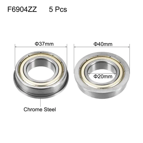 Miniatura 2 de uxcell F6904ZZ Rodamientos de bolas de brida 0.787x1.457x0.354 in Doble Metal Blindado (GCr15) Rodamientos de acero cromado 5pcs