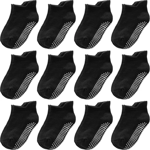 Calcetines antideslizantes para bebés y niños pequeños, de algodón, 12 unidades, calcetines de tobillo lindos para recién nacidos, niños y niñas