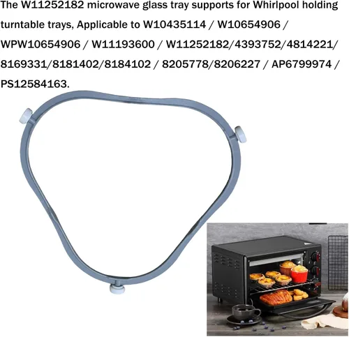 Miniatura 6 de W11252182 8206227 Anillo giratorio de microondas, rodillo giratorio 8206227, soporte de bandeja de placa de vidrio medio, anillo interior de 1
