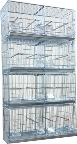 Miniatura 26 de Gran lote de jaula de vuelo para pájaros, sin óxido, galvanizada, chapada en zinc, apilable, con divisor central removible y puertas para nido