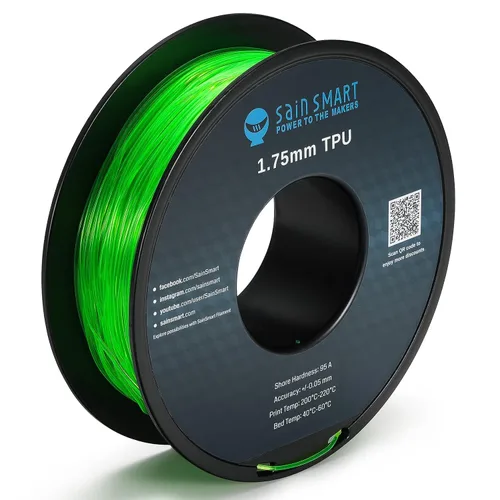 Miniatura 12 de Bobina de filamentos para impresoras 3D SainSmart, 0.06 pulgadas, flexible, TPU, 1,7 libras, Negro, 1