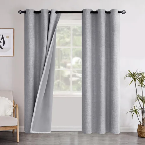 Miniatura 44 de YoungsTex - Cortinas opacas de lino para dormitorio, oscurecimiento de la habitación, cortinas con textura de lino, paneles con aislamiento térmico