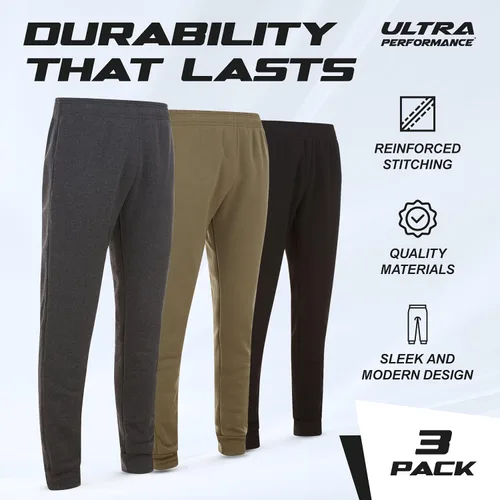 Miniatura 5 de Ultra Performance 3 Pack Mens Joggers Mens Athletic Sweatpants with Pockets for Men, Small - 5X