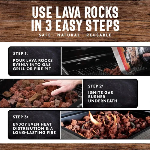 Miniatura 6 de FryOilSaver Co. - Rocas de lava volcánica natural de 7 libras para fogatas de gas y parrilla, piedras para chimeneas de propano en interiores