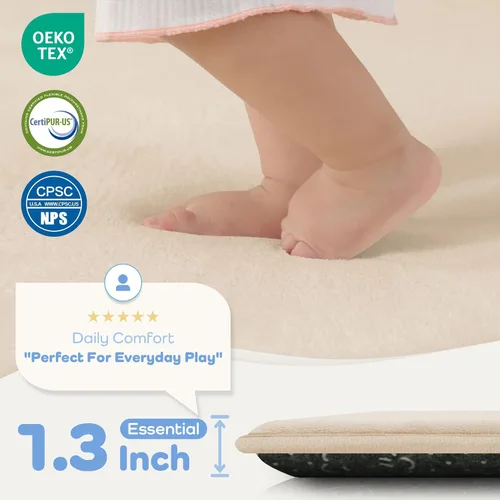 Miniatura 2 de Tapete de cama de bebé de 1.3 pulgadas de grosor para dormitorio, tapete básico de espuma acolchada suave de felpa de 28 x 72 pulgadas con acolchado
