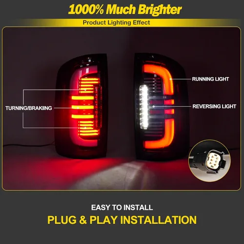 Miniatura 3 de Luces traseras para Chevy Colorado 2015-2022 - Luces traseras de tubo LED completo para 15-22 lámparas de freno Colorado lente negra transparente 1