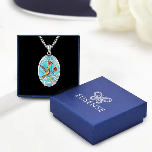 Miniatura 73 de Joyas de turquesa para mujeres y hombres de plata de ley 925 con colgante de urna para cenizas, collar con medallón de imagen, martillo de Thor