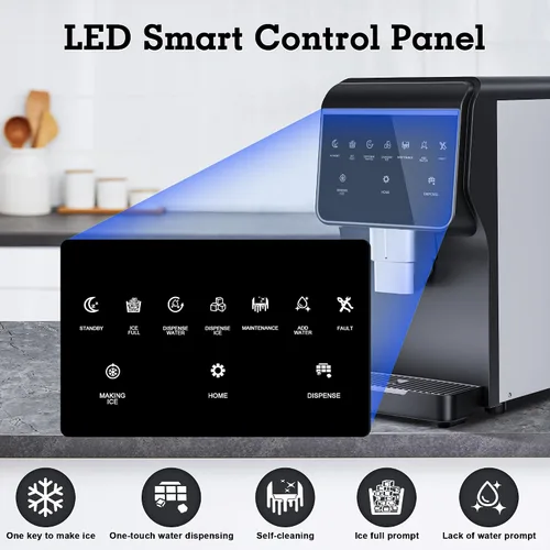 Miniatura 6 de Nugget - Máquina de hielo de pellets masticables de 66 libras/24 horas, almacenamiento de hielo integrado de 6 libras, función de autolimpieza
