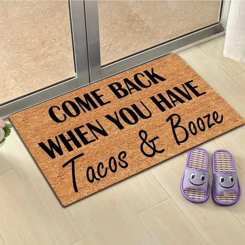 Miniatura 6 de Divertidas alfombras de entrada de bienvenida con parte trasera de goma (15.9 x 23.7 pulgadas) Come Back When You Have Tacos And Booze divertido