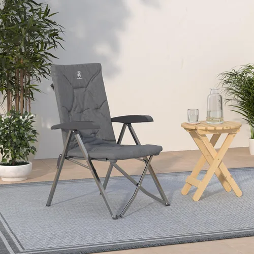 Miniatura 2 de EVER ADVANCED Silla reclinable plegable para acampar totalmente acolchada con soporte ajustable de respaldo alto, portátil para adultos, silla Gris