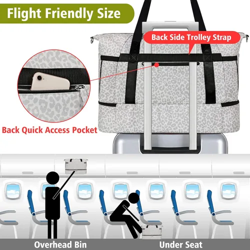 Miniatura 4 de Gym Bag for Women Weekender Bag with Waterproof Shoe Compartment Sports Travel Duffel 3pcs Set Carry On Overnight Bags for Business Trip Travel Gym