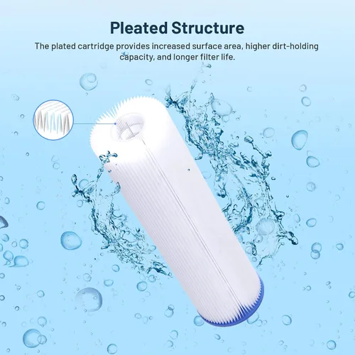 Miniatura 2 de Cartucho de repuesto para filtro de agua de 10 x 2.5 pulgadas, polipropileno de 50 micras y filtro de sedimento plisado de 50 micrones, paquete de 12