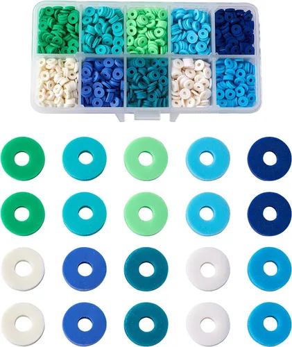 Miniatura 7 de 1520 ~ 1600 unids/caja de 10 colores mezclados planos redondos poliméricos arcilla espaciador perlas 0.315 in Heishi hecho a mano suelta disco