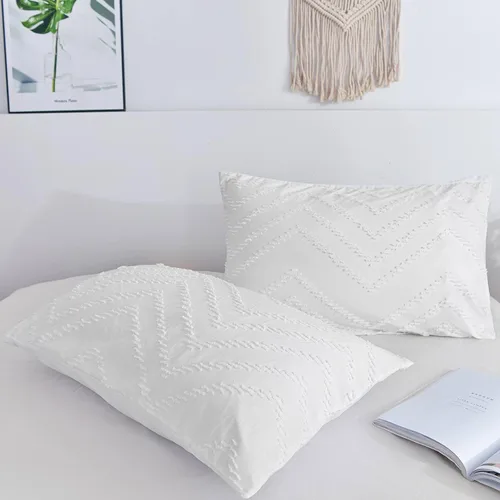 Miniatura 9 de Nanko Funda de Almohada Corporal 1 Paquete 20x54 pulgadas con Cremallera, Beige Tufted Jacquard Boho Suave Shabby Chic Microfibra Fundas de Almohada