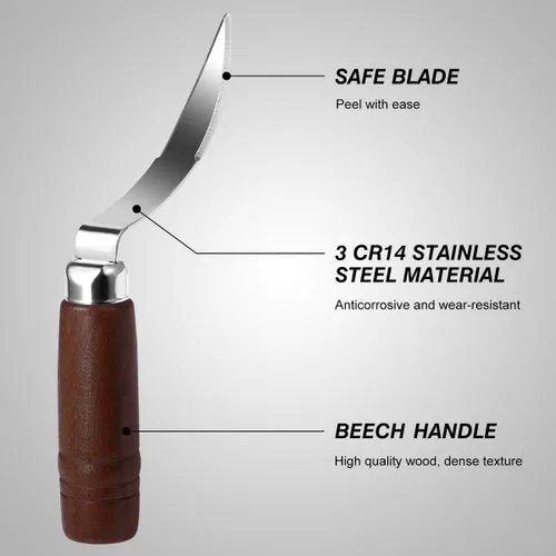 Miniatura 9 de DOITOOL Herramienta de eliminación de carne de coco cuchillo raspador de coco fresco de acero inoxidable con mango ergonómico de madera