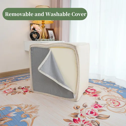 Miniatura 8 de Reposapiés otomano cuadrado, puf pequeño para sofá, mesa de café, taburetes tapizados Boucle aplicables a la sala de estar, dormitorio y dormitorio