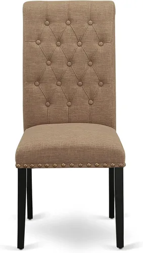 Miniatura 7 de East West Furniture DLBR3-BLK-17 - Juego de muebles de comedor de 3 piezas que contiene una mesa de comedor redonda con gotas y 2 sillas tapizadas
