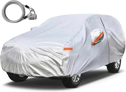 Miniatura 16 de Kayme Funda impermeable para automóvil sedán, para todo tipo de clima, con cerradura y cremallera, protección contra la lluvia solar UV al aire