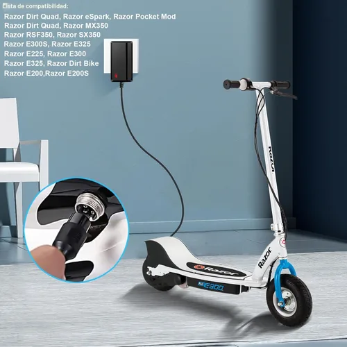 Miniatura 6 de Cargador de 24 V para scooter eléctrico Razor MX350 Scooter eléctrico Dirt Bike E100 E175 E200 E200S E300 E300S E500 Pocket Mod, Sports Mod y Dirt