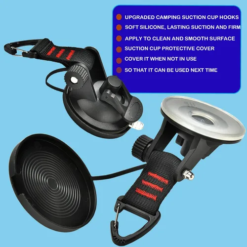 Miniatura 5 de 4 ganchos de ventosa resistentes – Ventosas fuertes para toldos de automóvil, lona de campamento, caravana y barco – Anclajes de pared al aire