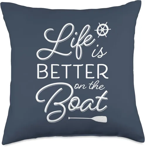 Miniatura 5 de Boat Gear by Vine Mercantile Life is Better Cool - Almohada náutica con temática náutica, 15.7 x 15.7 in, multicolor